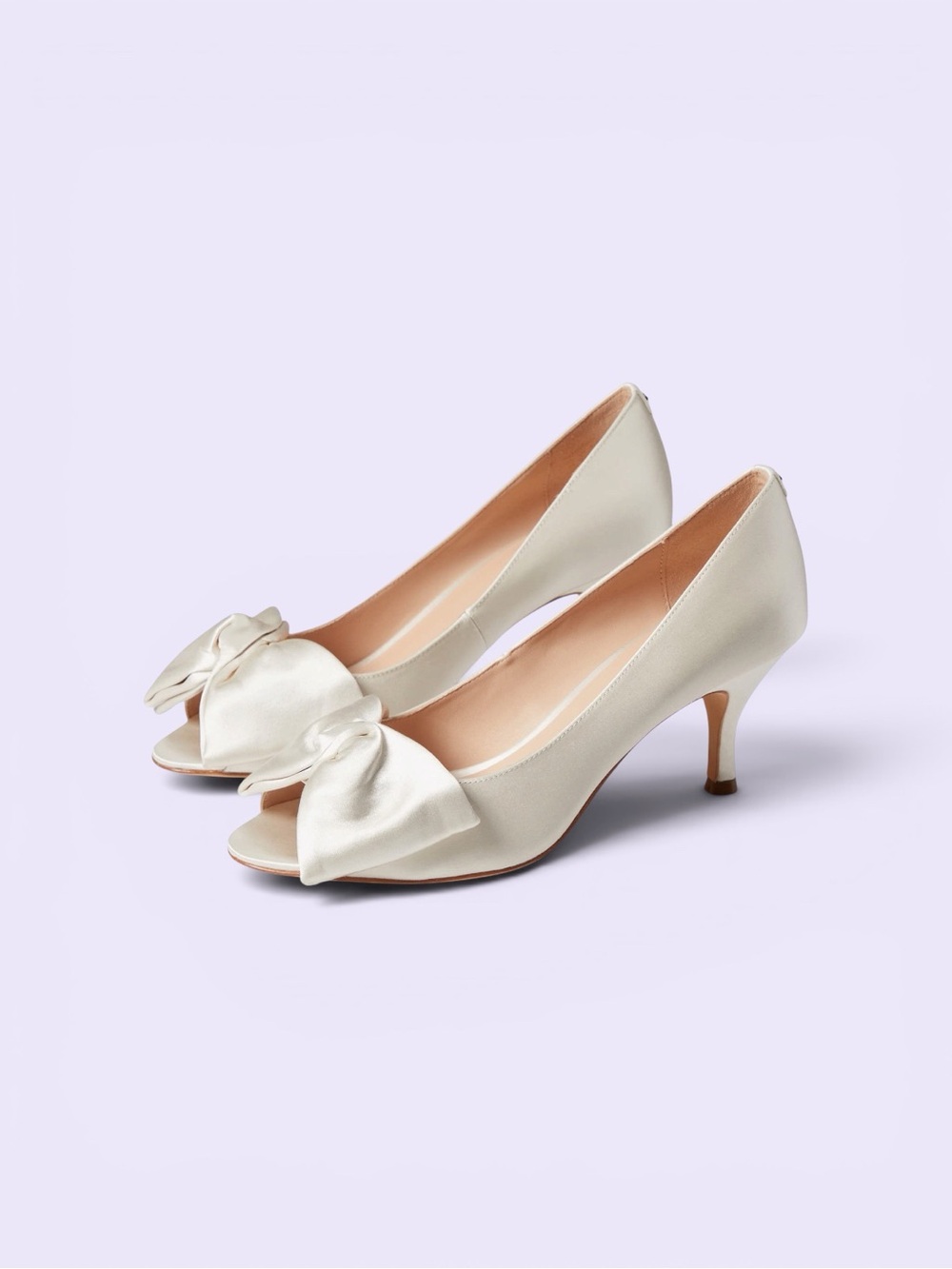 Kate Spade Crawford Satin Lux Bow Front White Pump Bridal Wedding Formal